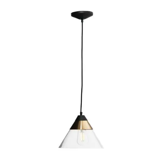 Hello Honey&reg; Robert Stevenson Lighting Theo 10" Matte Black & Brushed Metal Ceiling Light Black/Brass {9}