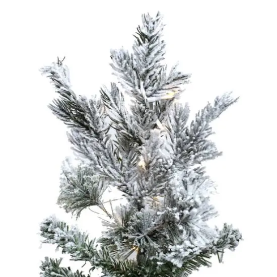 6.5ft. Pre-Lit Flocked Sierra Fir Artificial Christmas Tree, Pure White Dura-Lit&reg; LED Lights {4}
