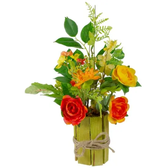 13" Potted Ranunculus & Rose Floral Spring Arrangement {1}