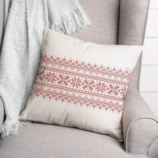 Knit Snowflakes 18x18 Throw Pillow {3}