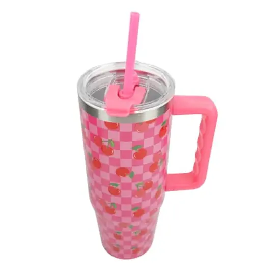 30oz. Pink Cherry Stainless Steel Insulated Tumbler by Celebrate It&trade; {3}