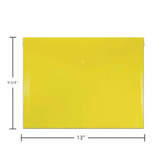 JAM Paper 9.75" x 13" Plastic Snap Closure Envelopes, 12ct. Yellow {6}