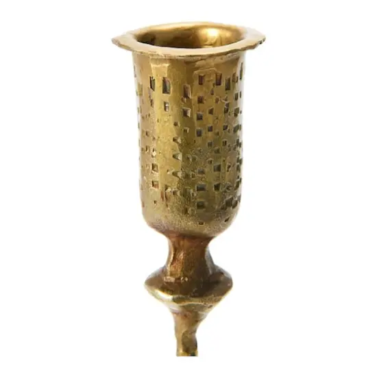 Hello Honey&reg; 9" Antique Brass Hand-Forged Hammered Metal Taper Candle Holder {4}