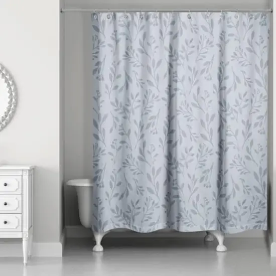74" Delicate Floral Shower Curtain Blue {3}