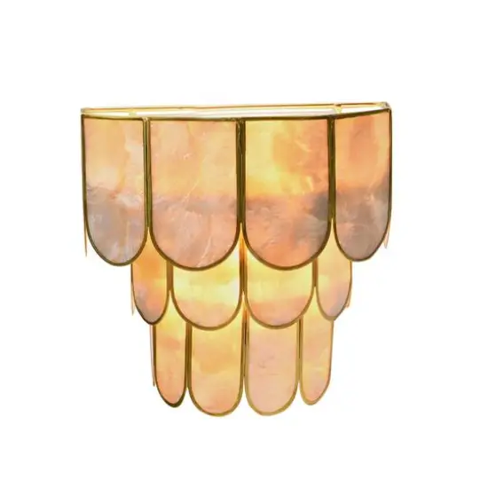 Hello Honey&reg; 9" 4-Tier Capiz and Metal Wall Sconce {7}