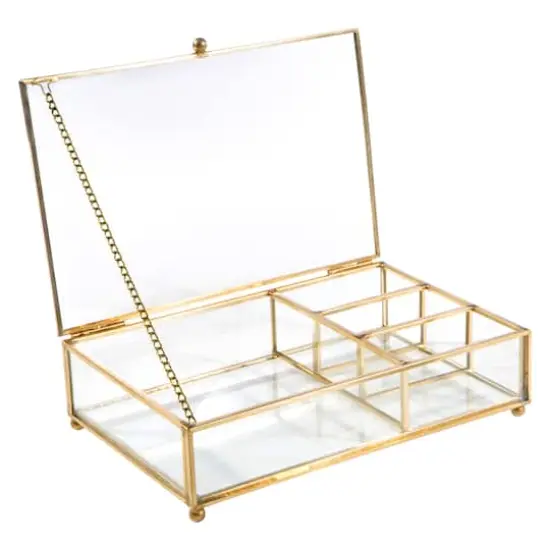Home Details Large Gold Vintage 4 Compartment Glass Keepsake Box {3}