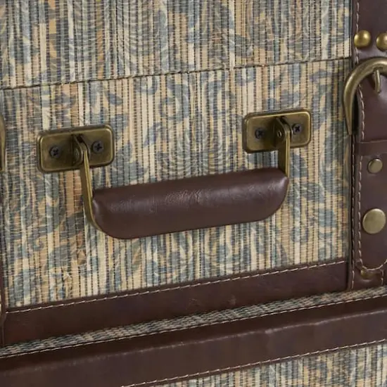 Vintage Blue & Dark Brown Floral Trunk Set {6}