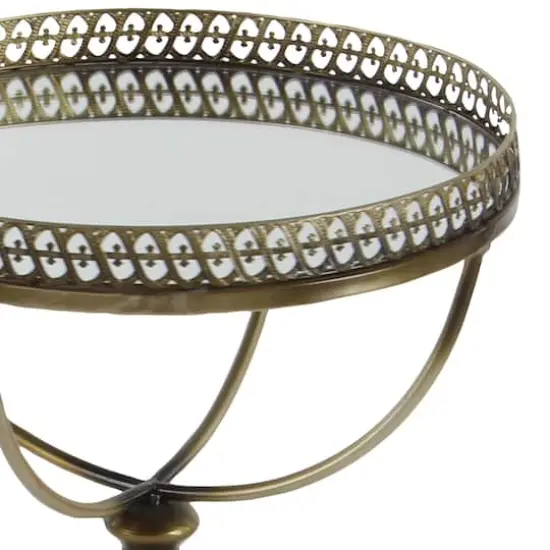 24" Brass Iron Traditional Accent Table {4}