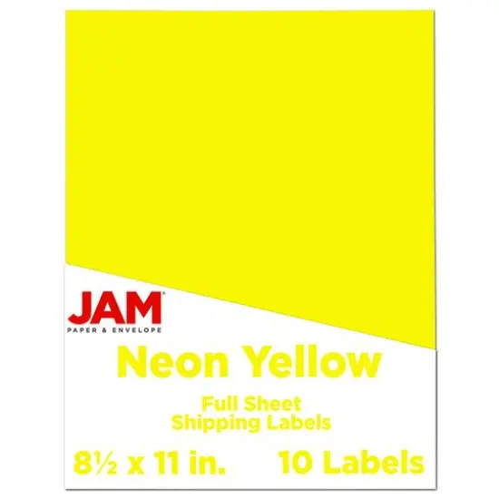 JAM Paper Shipping Labels, 8.5" x 11" Neon Yellow {1}