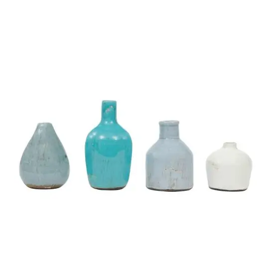Hello Honey&reg; Blue & Ivory White Terra Cotta Vase Set {1}