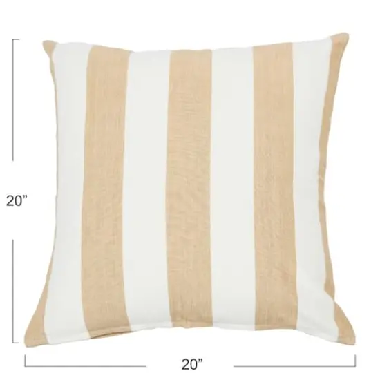 Hello Honey&reg; 20'' Square Beige Striped Cotton Pillow Cover {5}