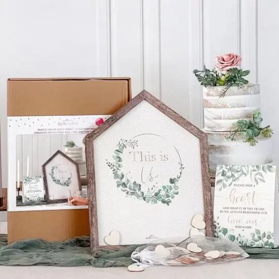 Kate Aspen&reg; Modern Rustic House Shape Wedding Guest Book Alternative {4}