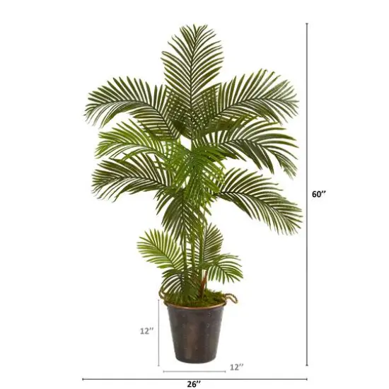 5ft. Areca Palm Tree in Decorative Metal Pail {3}