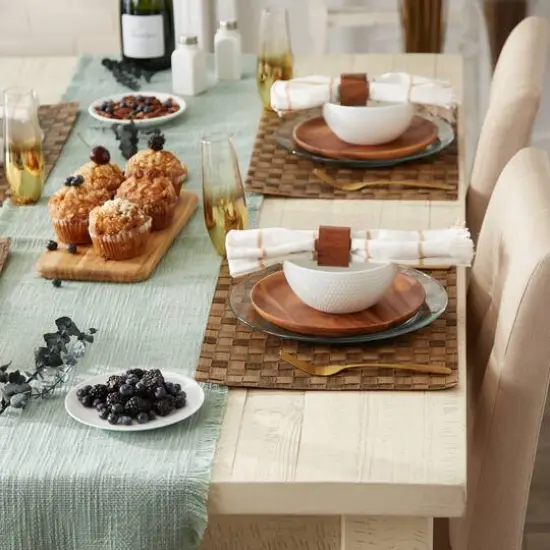 DII&reg; Reversible Basket Weave Woven Placemats, 4ct. Leather Brown {4}