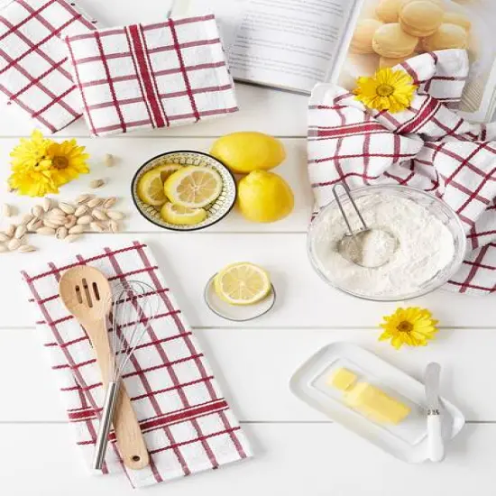 DII&reg; Windowpane Terry Dishtowels, 4ct. Wine {7}