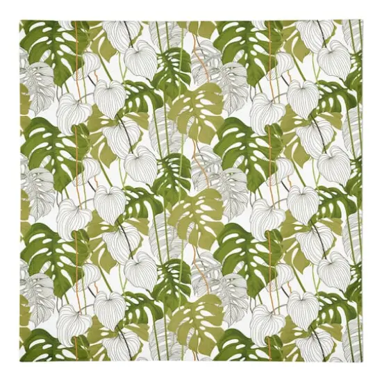Yellow Green Monstera 10" x 10" Cotton Twill Napkin {1}