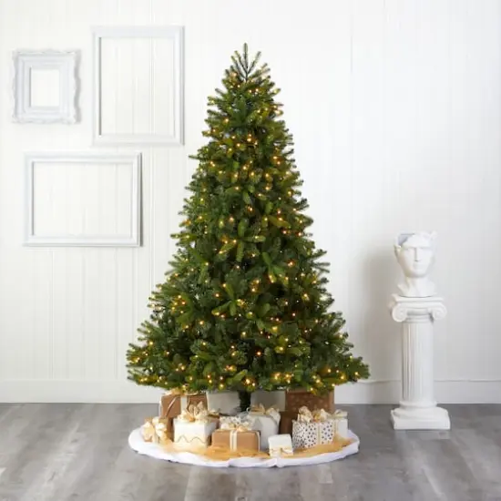 7ft. Pre-Lit New Haven Spruce Artificial Christmas Tree, Clear LED Lights {3}