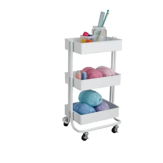 Lexington 3-Tier Rolling Cart by Simply Tidy&reg; White {8}