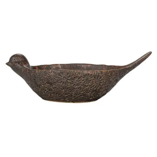 Hello Honey® 10" Brown Debossed Stoneware Bird Bowl with Reactive Glaze, 2ct. {8}
