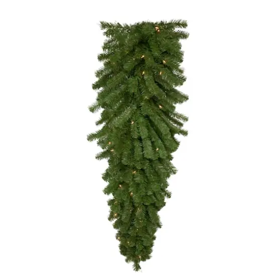 54" Christmas Artificial Dorchester Pine with Clear Mini Lights Teardrop Swag {1}