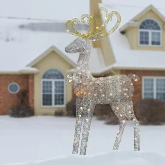 60" Crystal Standing Reindeer Decoration, Clear Mini Incandescent Lights {3}