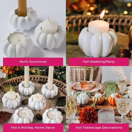 Kate Aspen White Pumpkin 2-in-1 Tealight Candlestick Holder Set, 6ct. {6}