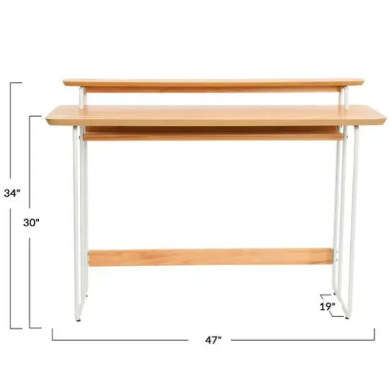 Hello Honey&reg; Pacifica Mid-Century Modern Computer Desk White/Cinnamon {12}