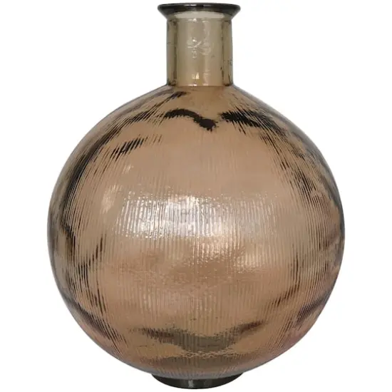 17" Brown Ribbed Spanish Bottle Recycled Glass Vase {9}