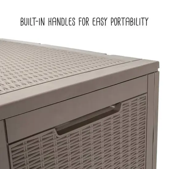 Honey Can Do 100gal Brown Wicker Resin Deck Box {17}