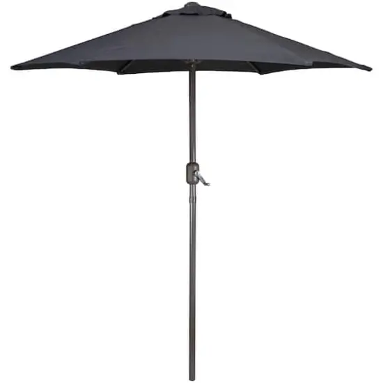 7.5ft. Outdoor Patio Market Umbrella with Hand Crank Gray {1}