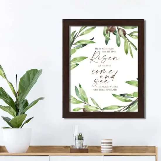 He Has Risen Olives 2 16" x 20" Walnut Framed Print Under Plexiglass {4}