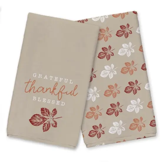 Grateful Thankful Leaf Tea Towel Set {1}