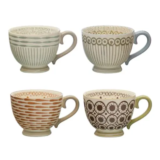 Hello Honey&reg; Mixed Painted Pattern Stoneware Mug Set {1}