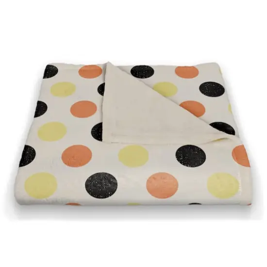 Retro Polka Dots Coral Fleece Blanket {3}