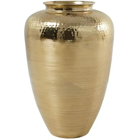 18" Gold Aluminum Brushed Vase with Hammered Top {3}