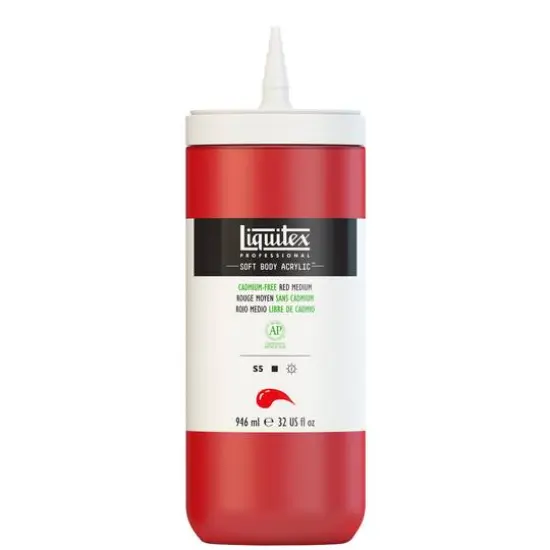Liquitex&reg; Professional Soft Body Acrylic&trade; Paint Bottle, 32oz.Cadmium-Free Red Medium {4}
