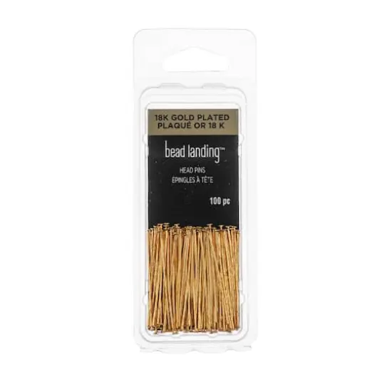 1" 18K Gold-Plated Head Pins by Bead Landing&trade; {1}