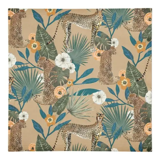 Tropical Cheetah Cotton Twill Dinner Napkin Beige {1}