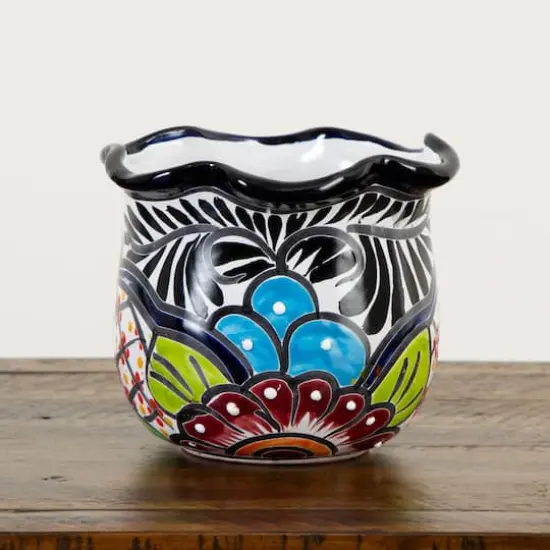 7" Handmade Mexican Talavera Ceramic Planter {5}