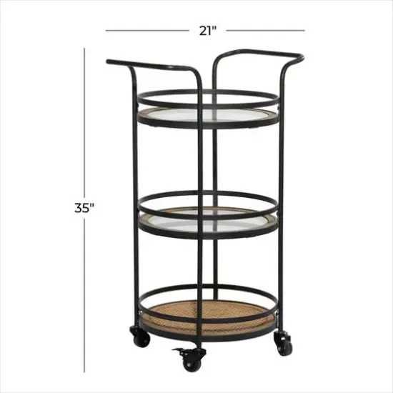 Brown Wood Industrial Bar Cart 35" x 21" x 16" {7}