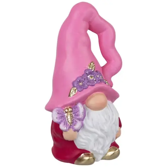 7" Pink & Fuchsia Spring Gnome Figurine & Butterfly {5}