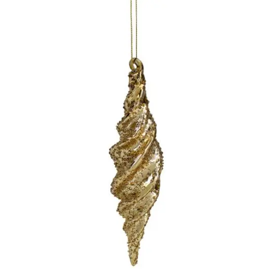 8.5" Shiny Gold Textured Finial Christmas Ornament {1}