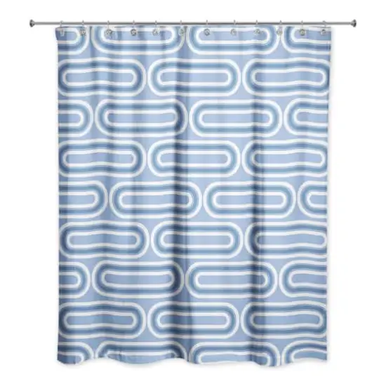 Groovy Blue Lines Shower Curtain {1}