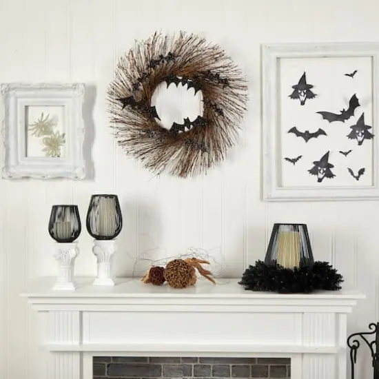 26" Halloween Bats Twig Wreath {5}