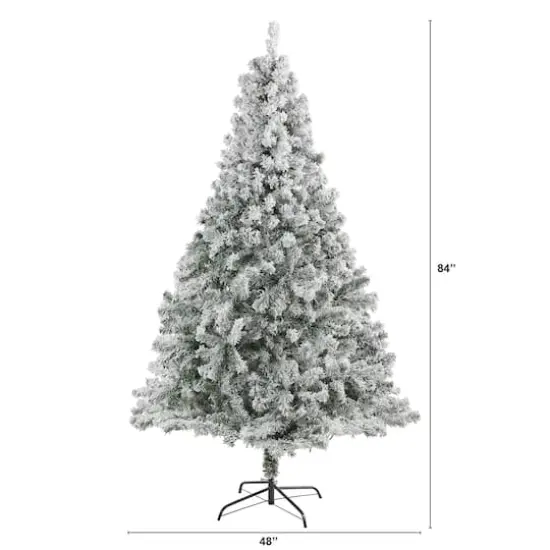 7ft. Unlit Flocked Rock Springs Spruce Artificial Christmas Tree {3}