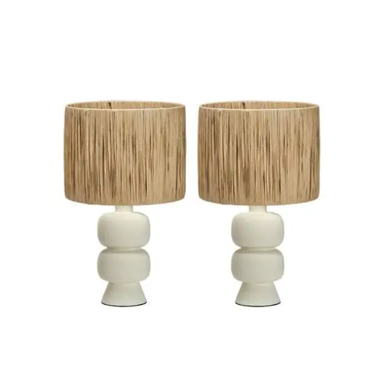 Hello Honey&reg; 20" White & Natural Coastal Charm Stoneware Table Lamp, 2ct. {5}