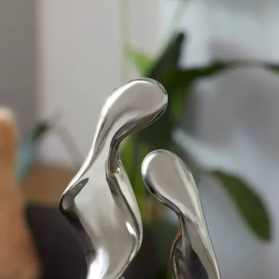 27" Silver Ceramic Modern Abstract Sculpture {8}