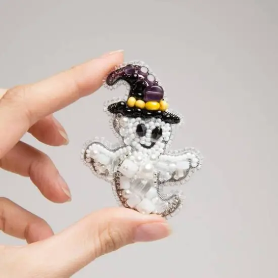 Crystal Art Beadwork Kit For Creating Broоch Ghost {7}