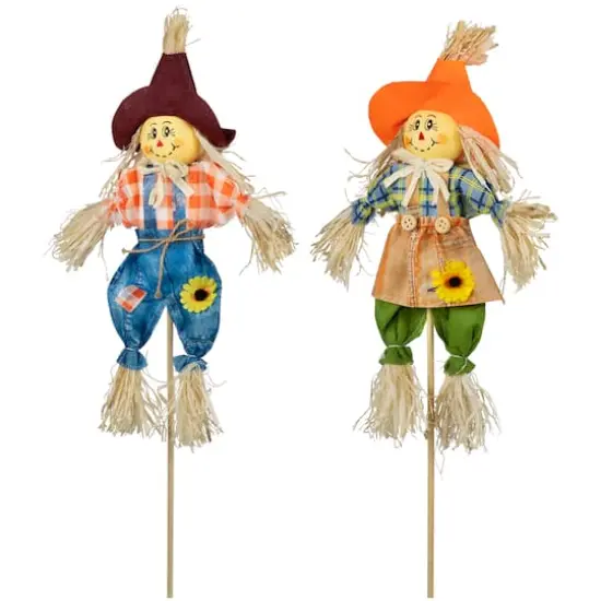18" Boy & Girl Fall Harvest Scarecrow Picks {5}