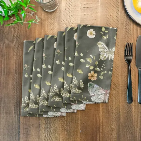 Butterfly Cotton Twill Napkin Forest Green {4}